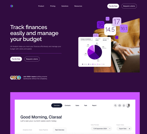 Homepage templates made with UX Analytic